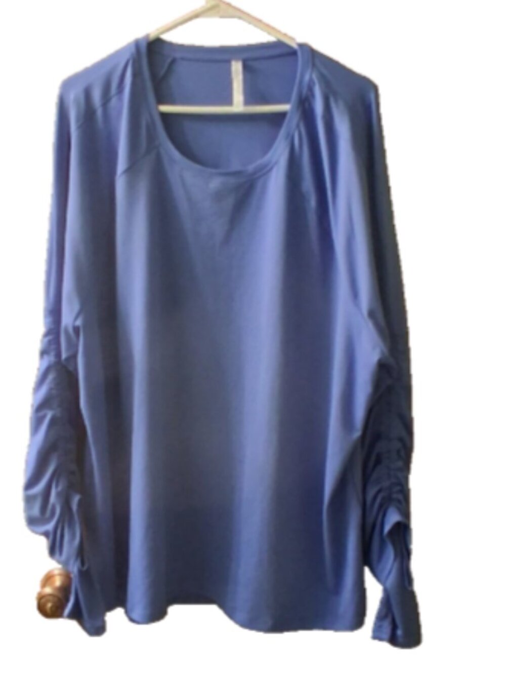 FABLETICS Women's Size 3X Blue Pullover Ruched Long Sleeve Activewear Top